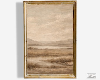 Portrait Neutral Landscape Wall Art Printable |  Large Landscape Print | Digital Download