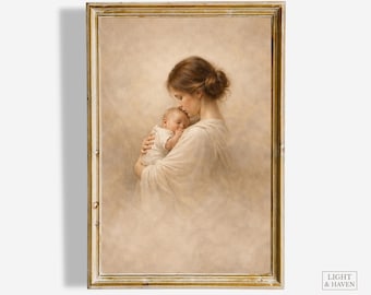 Mother and Baby Wall Art | Vintage Christian Nursery Decor (Digital Download)