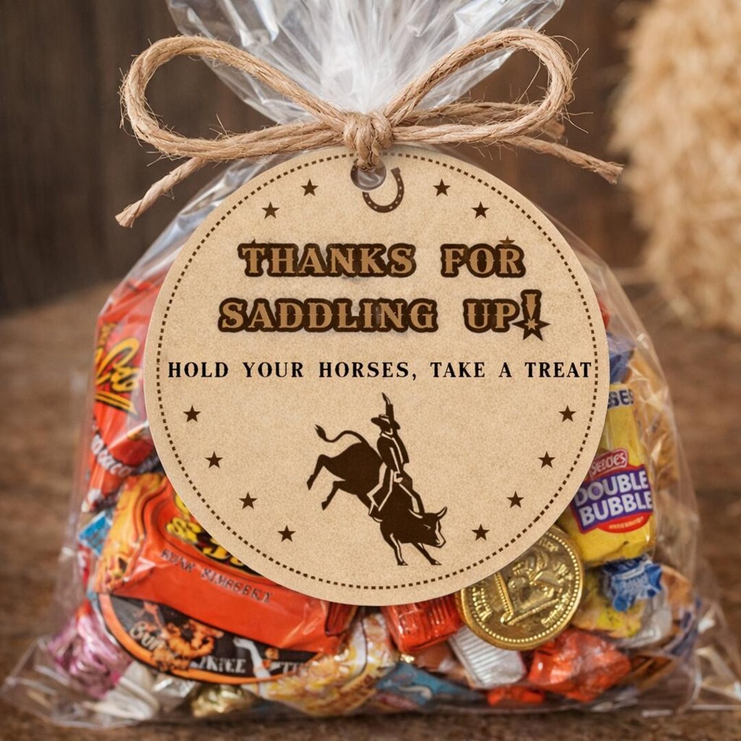 Rodeo Thank You Favor Tags | Editable Cowboy Birthday Stickers (canva ...