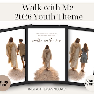 Tema per i giovani LDS 2026 (download digitale), Cammina con me, Arte murale cristiana, Gesù Cristo,