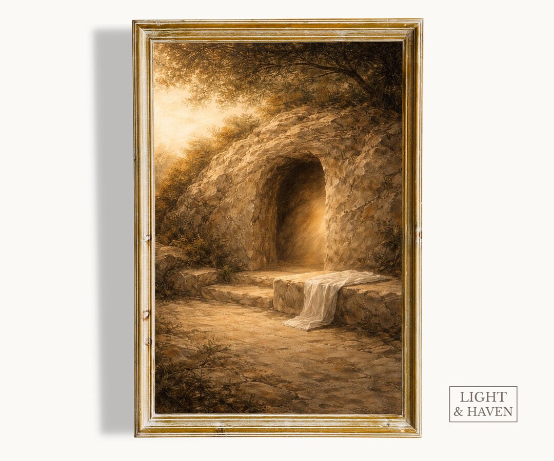 Empty Tomb Christian Wall Art – Vintage Resurrection Print | Neutral ...