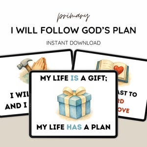 わたしは神の計画に従います フリップチャート | LDS初等協会の歌、ビンテージ水彩画（PDFダウンロード）