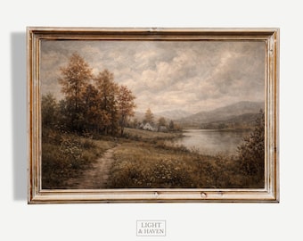 Impressão de paisagem campestre de outono | Arte de parede vintage estilo casa de campo (Download digital)