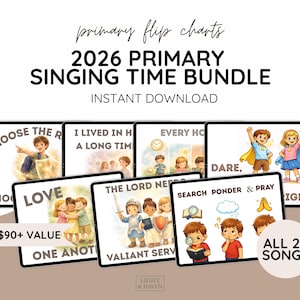 2026 Primary Singing Time Flip Charts Bundle | All 24 LDS Songs (Digital Download)