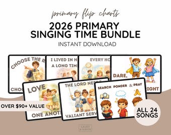 2026 Primary Singing Time Flip Charts Bundle | All 24 LDS Songs (Digital Download)