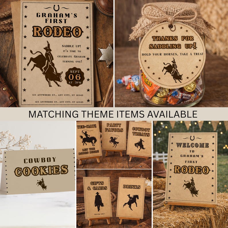 First Rodeo Water Bottle Label Template, Editable Canva Water Bottle ...