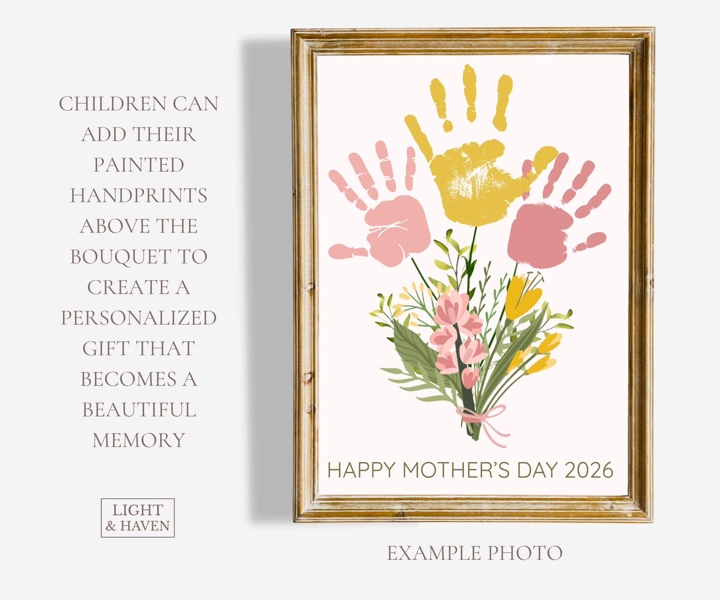 Mother's Day Handprint Bouquet Craft Printable | Kids Flower Art Gift ...