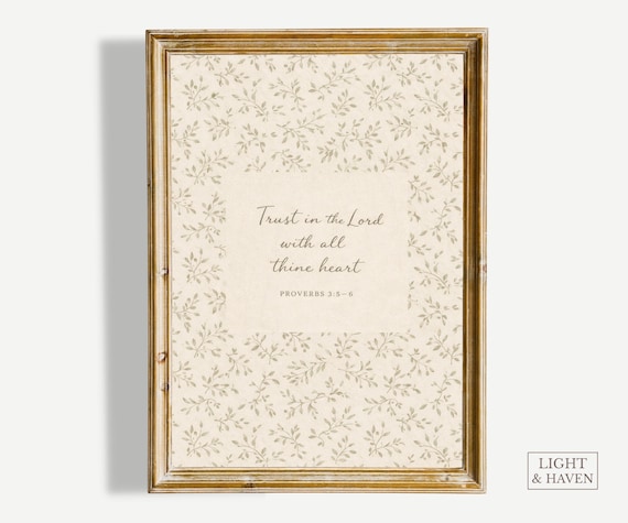 Proverbs 3:5-6 Scripture Print | Neutral Cottage Bible Verse (Digital Download)