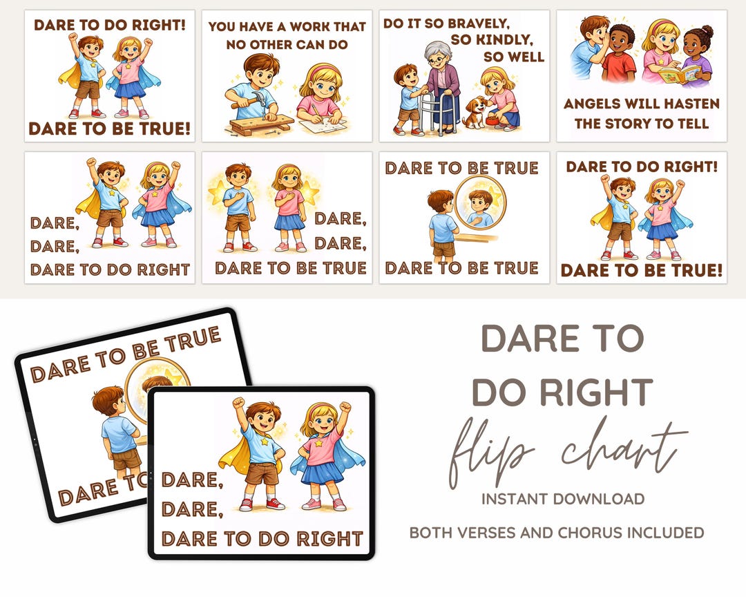 Dare to Do Right Flip Chart | LDS Primary Singing Time (digital ...