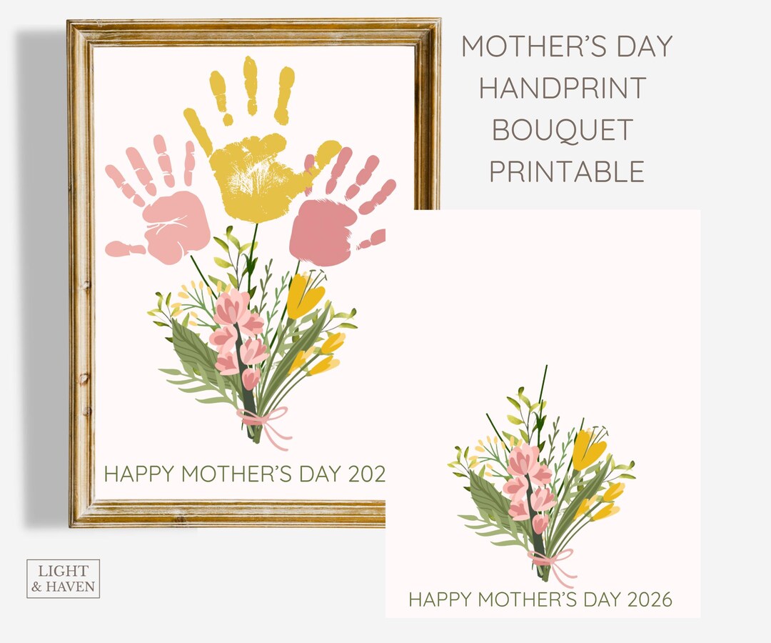 Mother's Day Handprint Bouquet Craft Printable | Kids Flower Art Gift ...