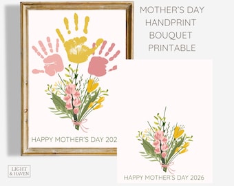 Mother's Day Handprint Bouquet Craft Printable | Kids Flower Art Gift (Digital Download)
