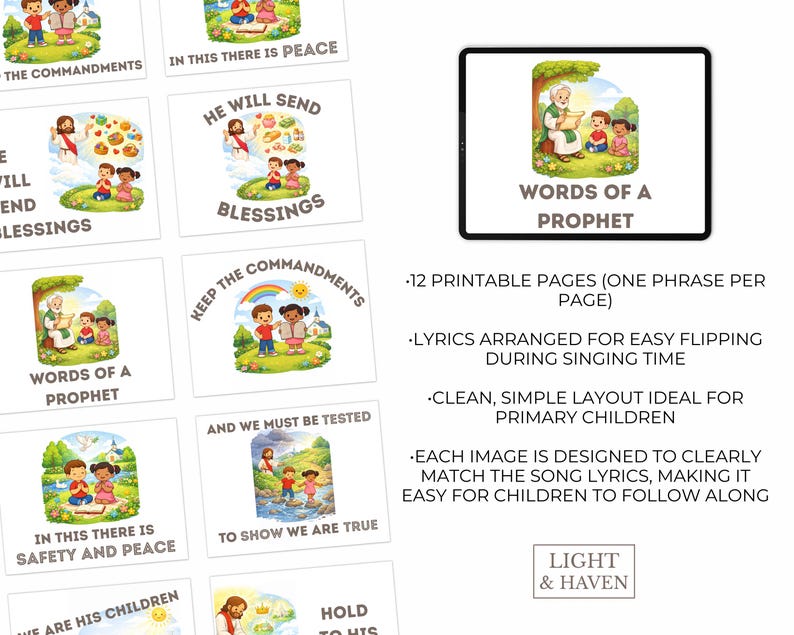 LDS Primary Songs Flip Chart Bundle April 2026 (printable Download