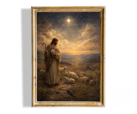 Good Shepherd Christian Wall Art Printable | Jesus Religious Canvas Art | Faith Home Decor | Scripture-Inspired Artwork | Instant Download