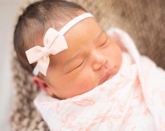 Tiny Newborn Bow Headband, Preemie Hospital Hair Accessory, Photo Prop, Customizable Colors