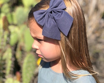 Lyla (cotton ribbon large big bow) Clip...lots of colors to choose from