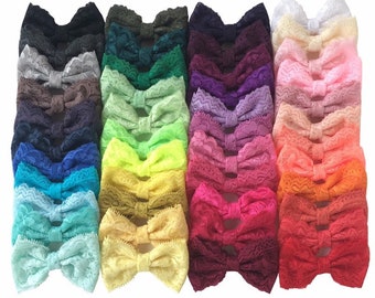 Cora (lace SINGLE or DOUBLE bow) Clip...tons of colors to choose from