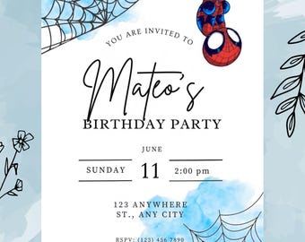 Spiderman Happy Birthday Invitation | Spidey Theme, Canva Editable (Digital Download)