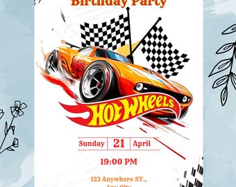 Hot Cars Birthday Invitation | Customizable Race Car Party (Digital Download)