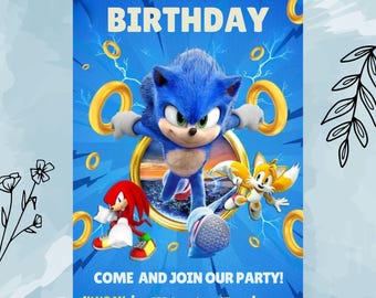 Sonic Happy Birthday Invite Template | Sonic The Hedgehog Party Supplies & Decor | Editable Canva