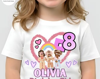 Personalized Roblx Birthday Girl Shirt: Custom Name Age Tee