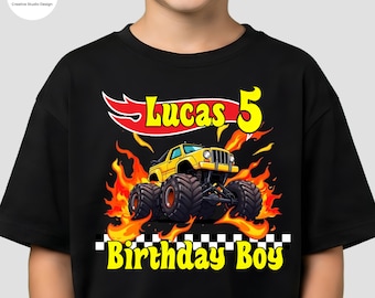 Personalized Race Trcuk Birthday Boy Shirt: Custom Birthday Hot Wheels Tee for Boys