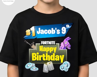 Personalized Fortnte Birthday Shirt: Custom Birthday Tee for Boys, Gamer Gift