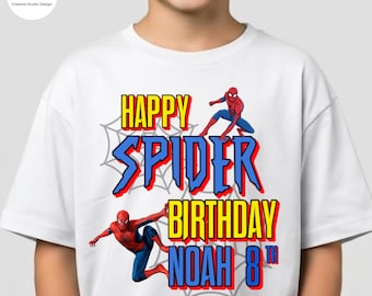 Personalized Spiderman Birthday Shirt: Custom Superhero Party Tee, Add Name Number