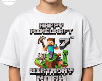 Personalized Mincraft Birthday Shirt: Custom Birthday Tee for Boys and Girls, Gamer Gift
