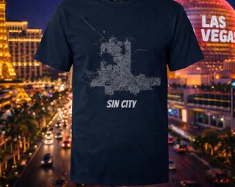 Sin City Las Vegas Map Shirt,  Minimalist City Grid Graphic Tee, Nevada Urban Street Design