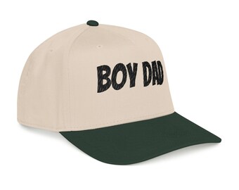 Boy Dad embroidered script Cap | Mid Profile Baseball Cap, two-tone