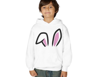 Sweat-shirt à capuche pour jeunes oreilles de lapin | Impression « I'm So Eggcité » en forme d'oeuf au dos