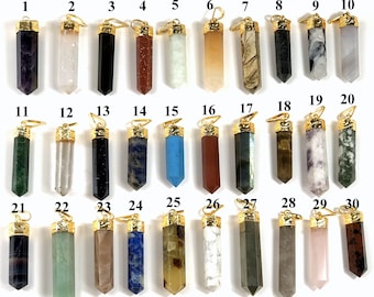 Gemstone Point Pendants Gold Tone Bail