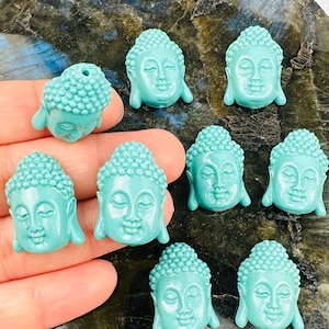 Turquoise Color Buddha Buddah Bead Beads Beautiful Budhha Head Bead S24B1-02 image 1