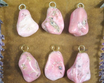 Rhodocrosite Pendant - Electroplated Gold or Silver Bail (S33B12)