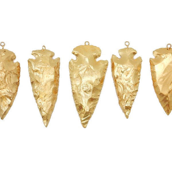 Large Arrowhead Dipped in 24k gold Electroplated Pendant Charm -Made in India-S73B8-02