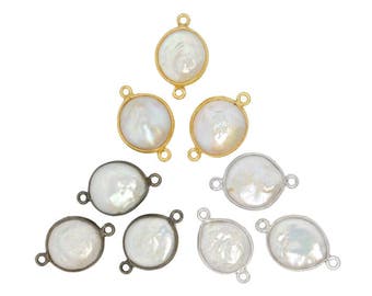 Pendentif en forme de perle à double bélière en argent sterling, or vermeil ou argent sterling oxydé (S9b1)