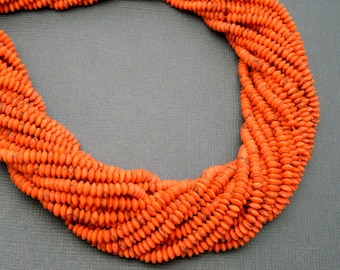 Orange Howlite Heishi 4mm x 2mm Rondelle Beads-- ONE Full STRAND (S36B7-03)