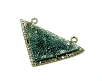 Picture Jasper in a Oxidized Sterling Silver and Pave DIAMOND Bezel Double Bail Charm Pendant EX20-08C