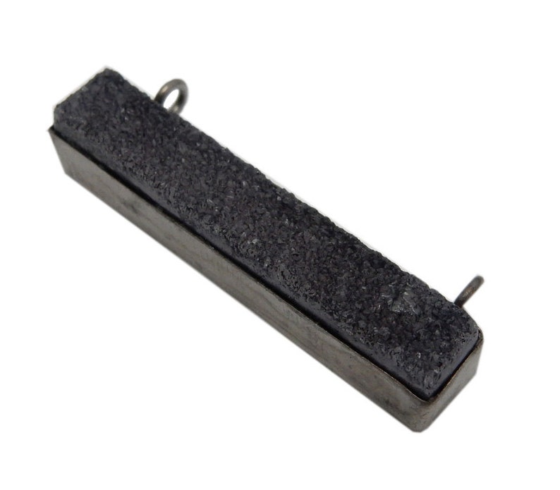 Dyed Black Colored Druzy Double Bail Pendant Bzldruz Oxidized Silver Plated Bezel Bar S35B15-01