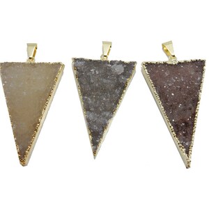 Drusy Triangle Pendant with 24k Gold Electroplated Edges   (S95B21-02)