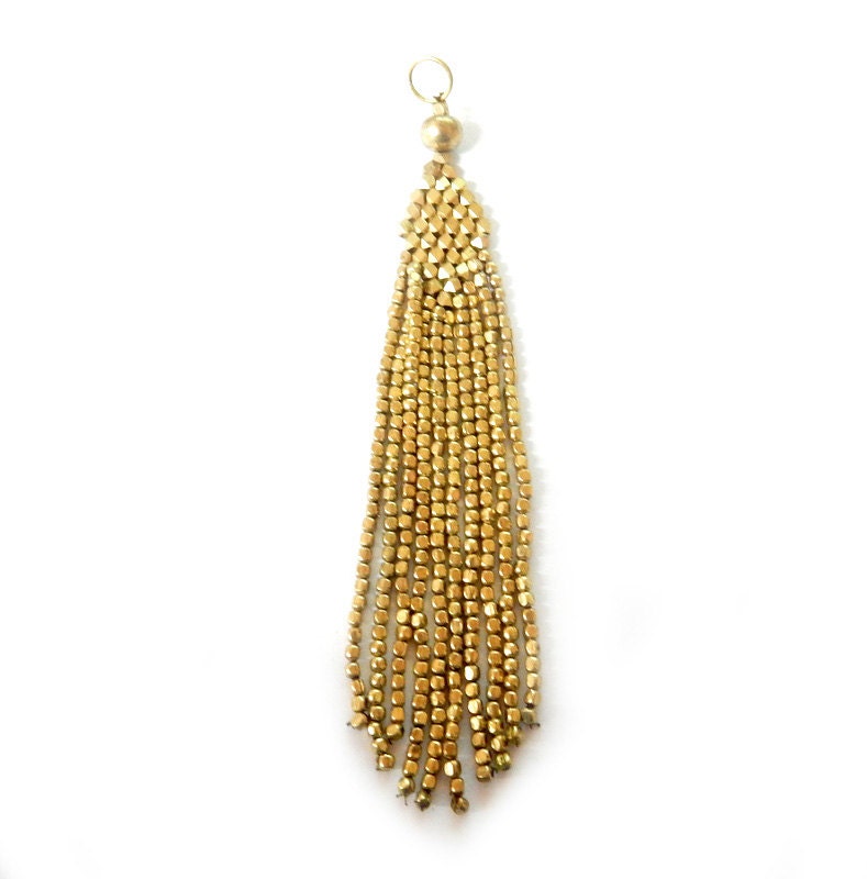 Tassel Pendant Gold Toned Beaded Tibetan Style Tassel - Etsy