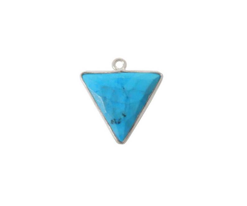 15mm Triangle Charm Pendant with Sterling Silver Bezel WWA-09 Turquoise Howlite Charm Pendant