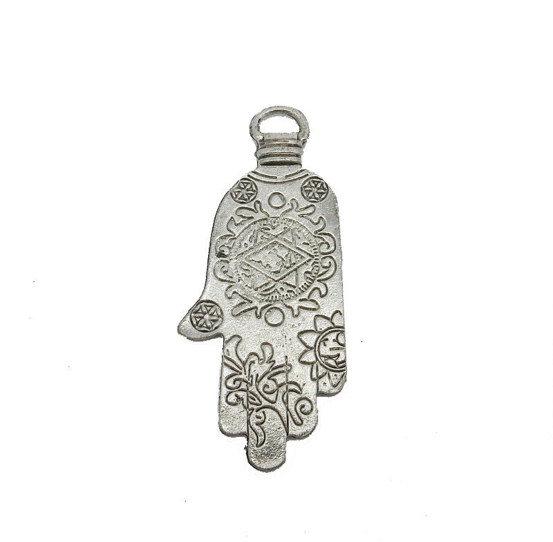 5pc Hamsa Pendant Silver Toned Brass Hamsa Hand With Intricate - Etsy