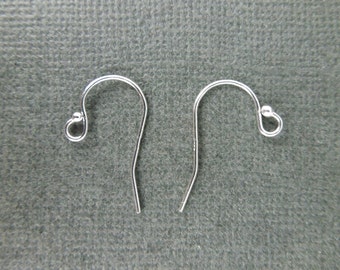 Ear Wires Earring Hooks Sterling Silver Hook Wire With Bead End -20 pairs