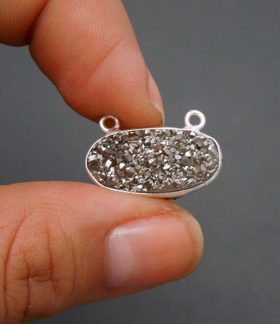 Druzy Bezel Oval Double Bail Charm Pendant Connector 8mm x Etsy