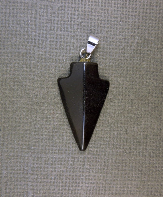 Black Hematite Arrowhead Pendant Charm With Silver Bail Etsy