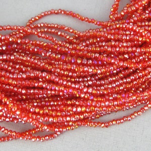 Chinese Crystal Beads Tiny 3mm Red Chinese Crystal Rondelle Beads 1 STRAND S94B11-01D image 1