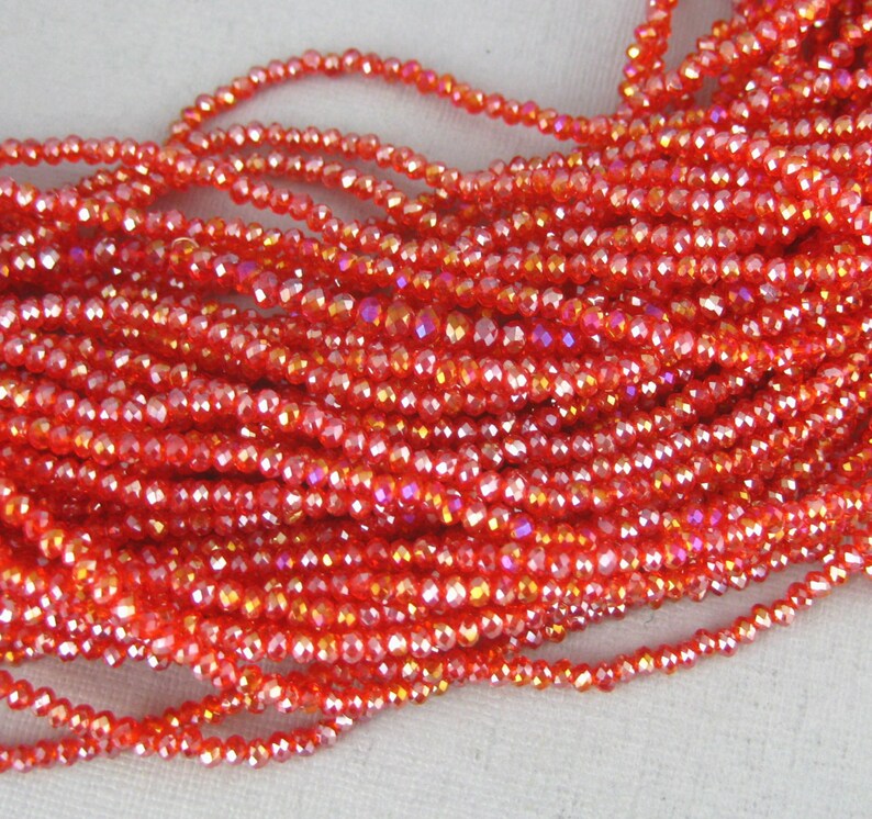 Chinese Crystal Beads Tiny 3mm Red Chinese Crystal Rondelle Beads 1 STRAND S94B11-01D image 1