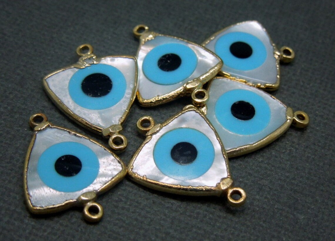 Griechisches Auge Perlmutt Doppelbügel Charm Anhänger mit Etsy.de