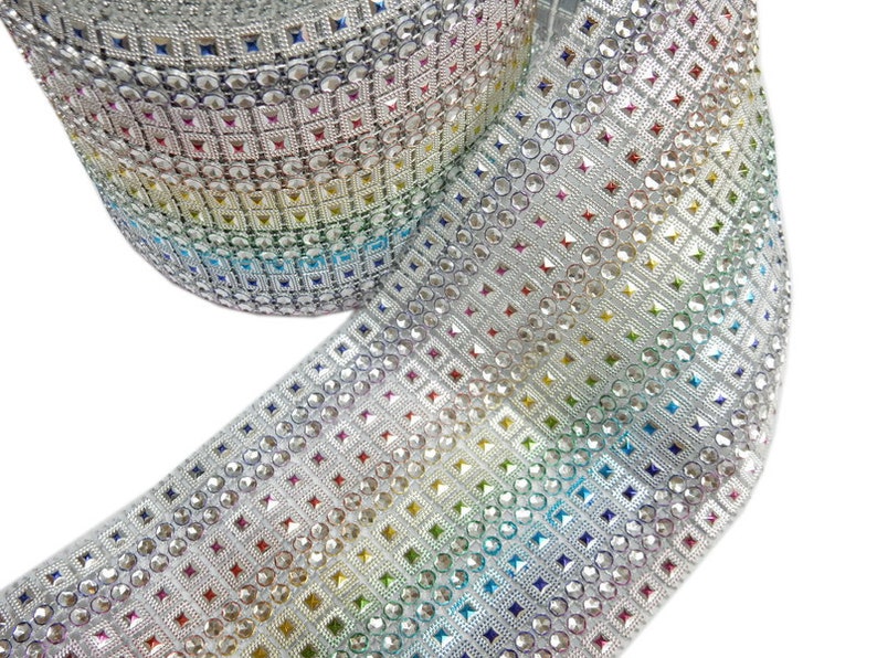 Ribbon 3ft Silver Rainbow Square and Round Sequin Ribbon - Etsy